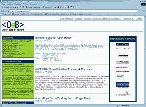 Figura 30 La home page del sito dell'Open eBook Forum (www.openebook.com)