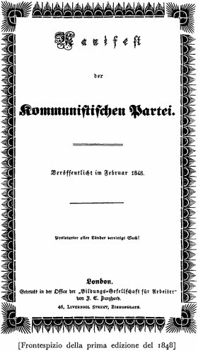 Frontespizio della prima edizione del 1848