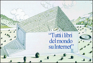 Tutti i libri del mondo su Internet (una illustrazione di Tullio Pericoli)
