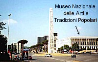 Piazza Marconi con l'obelisco il Museo Nazionale delle Arti e Tradizioni Popolari